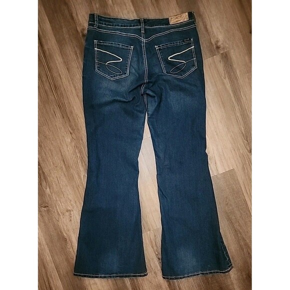 Seven 7 Womens Jeans 32 Flare Dark Wash Blue Denim Embroidered Wide-Leg - Picture 12 of 12